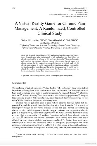 A Virtual Reality Game For Chronic Pain Management A Randomized Controlled Clinical Study