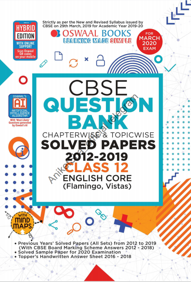 Cbse Question Bank Chapterwise Topicwise Solved Papers 20122019 English Core Class 12 13th Edition 2019 Oswaal Editorial Board