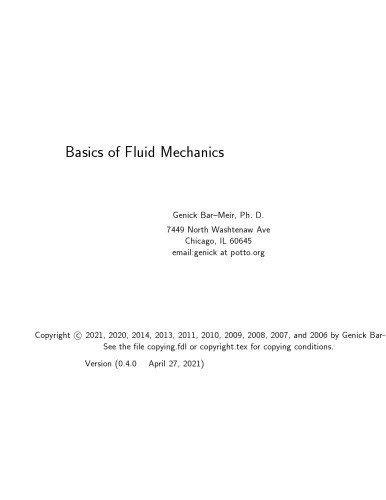 Basics Of Fluid Mechanics Genick Barmeir