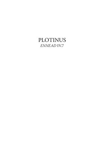 Plotinus Ennead Iv7 On The Immortality Of The Soul Translation With An Introduction And Commentary Barrie Fleet