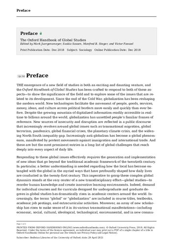 The Oxford Handbook Of Global Studies Mark Juergensmeyer Saskia Sassen