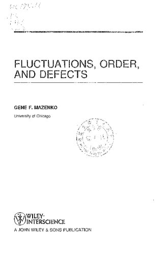 Fluctuations Order Defects 1st Edition Gene F Mazenko Gene Mazenko