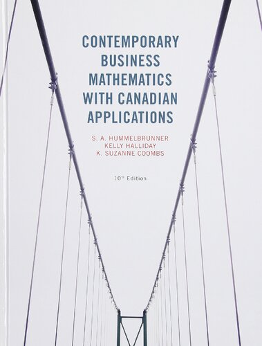 Contemporary Business Mathematics With Canadian Applications 10th Ed 10th Edition Sa Hummelbrunner