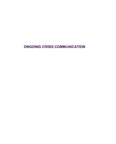 Ongoing Crisis Communication Planning Managing And Responding 5th Edition W Timothy Coombs