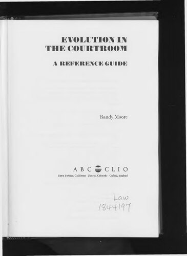 Evolution In The Courtroom A Reference Guide Randy Moore
