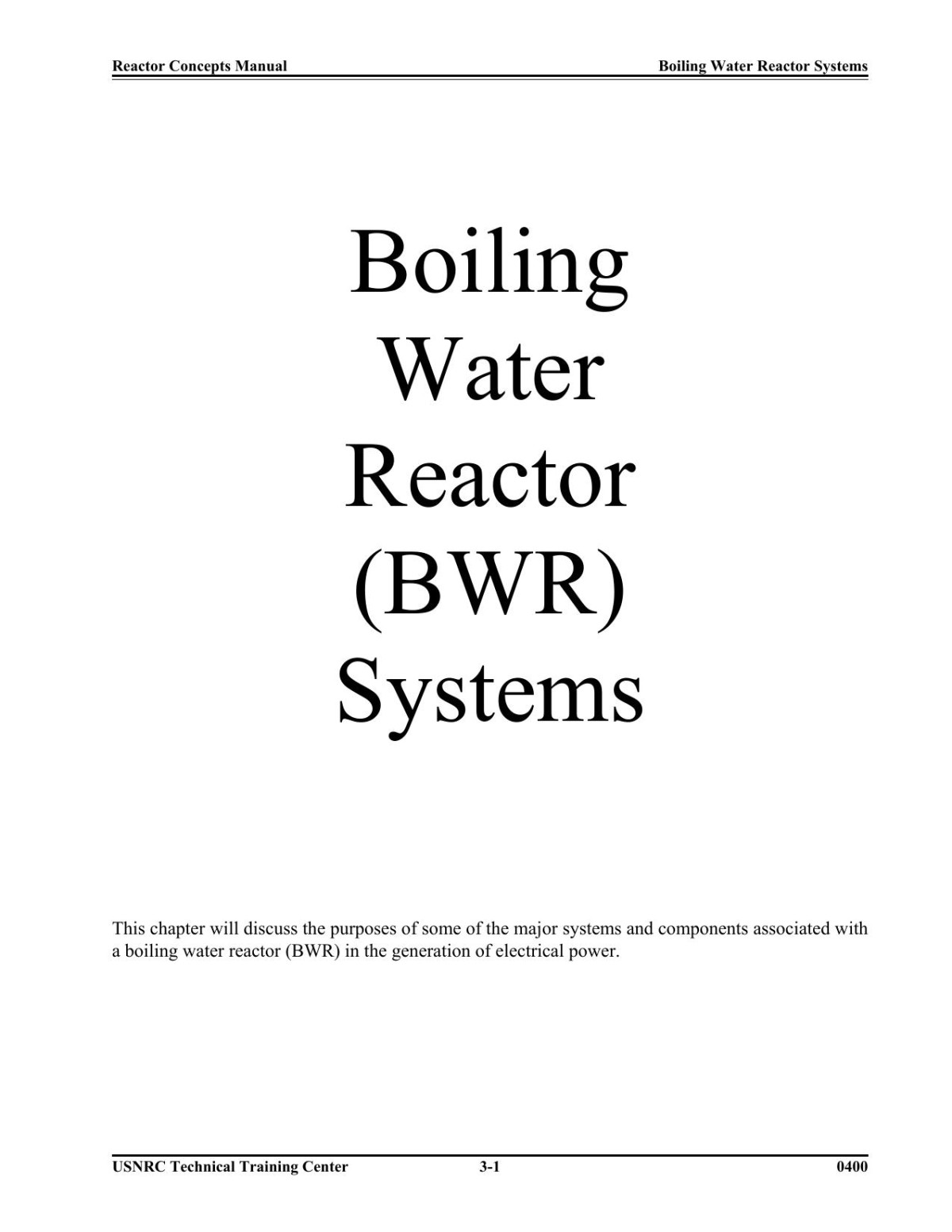 Boiling Water Reactor System Coll
