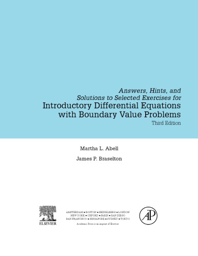 Answers To Selected Exercises For Introductory De With Bvp 3ed Abell Ml