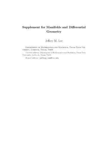 Manifolds And Differential Geometry Online Supplement Lee Jm