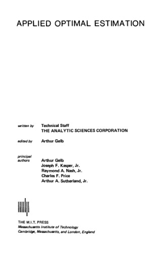 Applied Optimal Estimation Gelb A