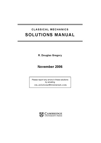 Classical Mechanics Solution Manual Gregory Rd