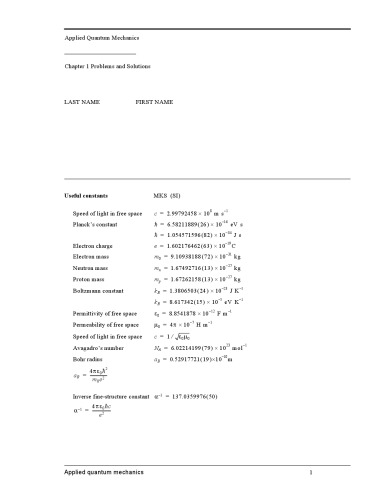 Applied Quantum Mechanics Solutions Manual 2ed Levi Afj