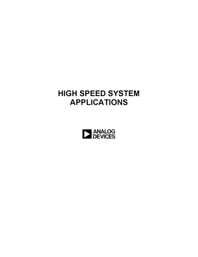 High Speed System Applications Walt Kester