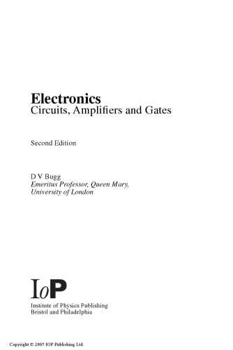Electronics Circuits Amplifiers And Gates 2nd David Bugg