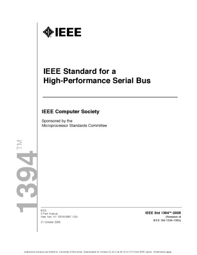 Ieee Std 1394 2008 Standard For A Highperformance Serial Bus Firewire Ieee