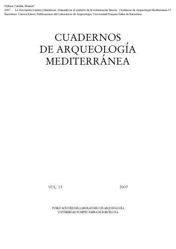 La Necrópolis Laurita Almuñécar Granada En El Contexto De La Colonización Fenicia Pellicer Catalán