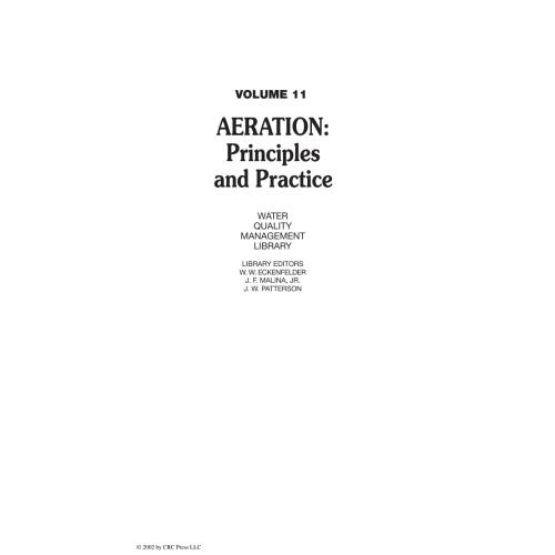 Aeration Principles And Practice Volume 11 Water Quality Management Library 1st Edition James Mueller