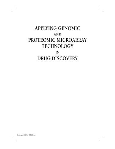 Applying Genomic And Proteomic Microarray Technology In Drug Discovery 1st Edition Robert S Matson