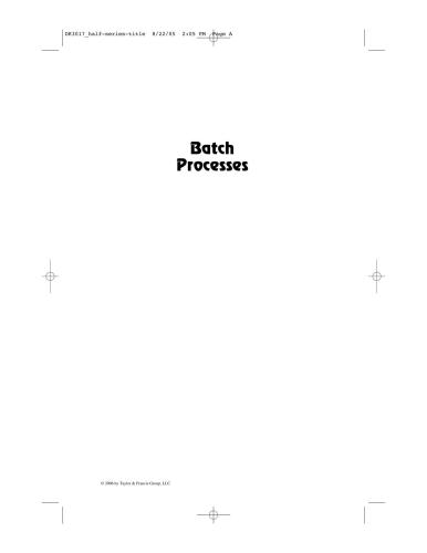Batch Processes Chemical Industries 1st Edition Ekaterini Korovessi
