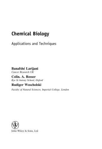 Chemical Biology Techniques And Applications 1st Edition Banafshe Larijani
