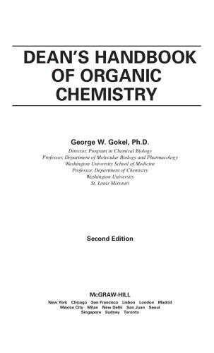 Deans Handbook Of Organic Chemistry 2nd Edition George W Gokel