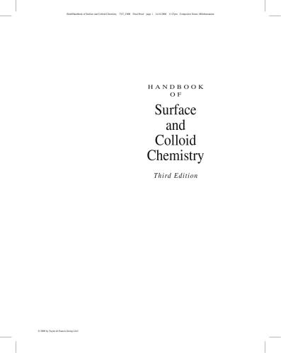 Handbook Of Surface And Colloid Chemistry Third Edition 3rd Edition K S Birdi