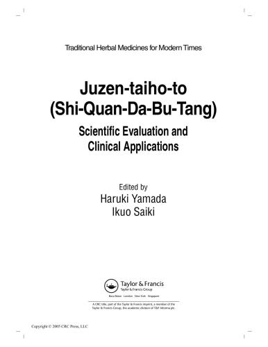 Juzentaihoto Shiquandabutang Scientific Evaluation And Clinical Applications Haruki Yamada