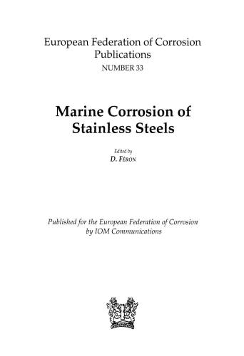 B0762 Marine Corrosion Of Stainless Steel Efc 33 Matsci D Feron