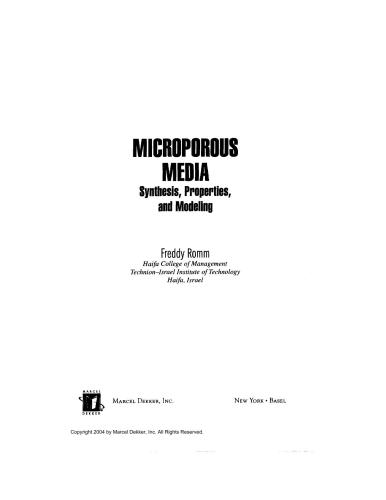 Microporous Media Synthesis Properties And Modeling Surfactant Science 1st Edition Freddy Romm