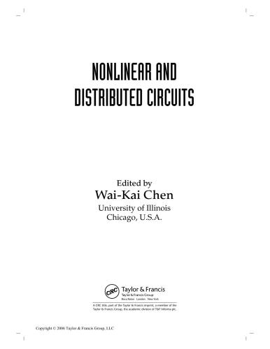Nonlinear And Distributed Circuits 1st Edition Waikai Chen