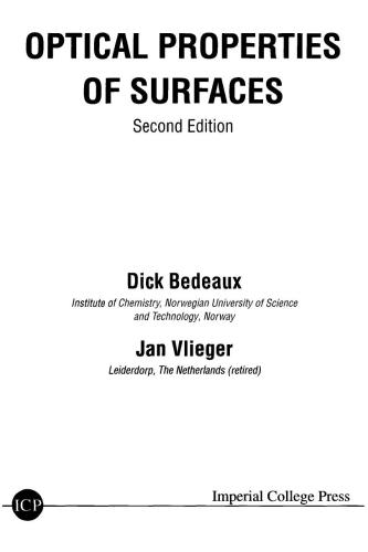 Optical Properties Of Surfaces 2nd Edition Dick Bedeaux Jan Vlieger