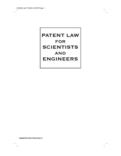 Patent Laws For Scientists And Engineers 1st Edition Avery N Goldstein