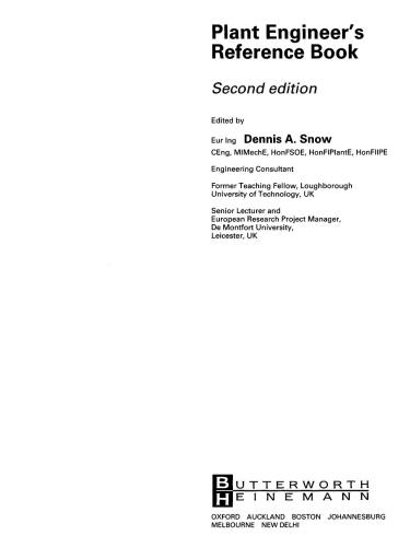 Plant Engineers Reference Book 2nd Edition Dennis A Snow Dennis A Snow
