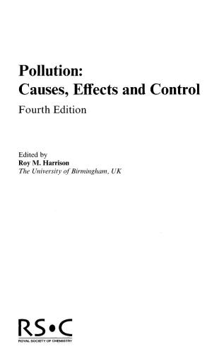 Pollution Causes Effects And Control 4th Rm Harrison