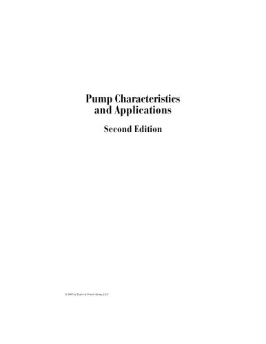Pump Characteristics And Applications Second Edition Dekker Mechanical Engineering 2nd Edition Michael Volk