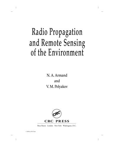 Radio Wave Propagation And Remote Sensing Of The Environment 1st Edition Na Armand