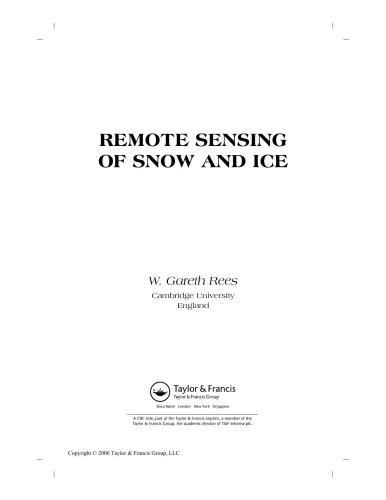 Remote Sensing Of Snow And Ice W Gareth Rees