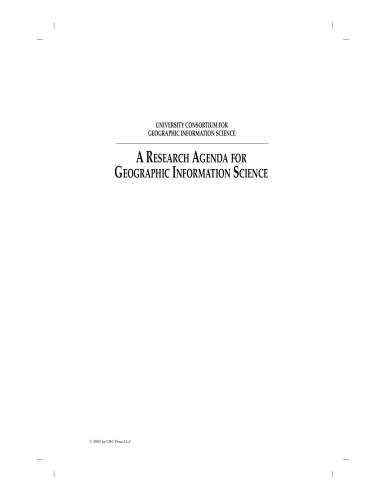 A Research Agenda For Geographic Information Science 1st Edition Robert B Mcmaster