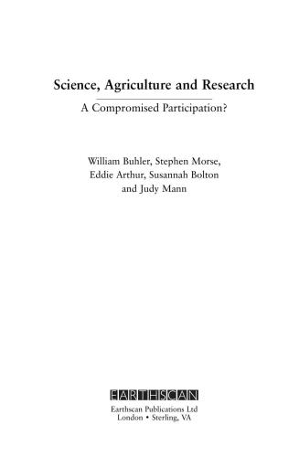 Science Agriculture And Research A Compromised Participation 1st William Buhler