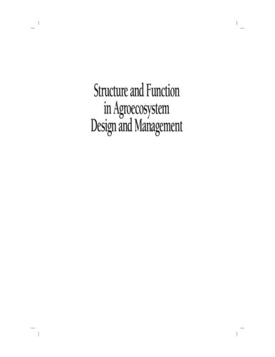 Structure And Function In Agroecosystem Design And Management 1st Edition Masae Shiyomi