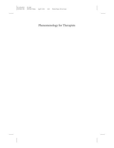 Phenomenology For Therapists Researching The Lived World Linda Finlay