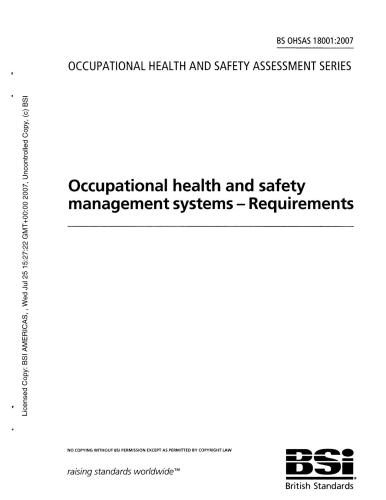 Bs Ohsas 180012007 Occupational Health And Safety Management Systems Requirements