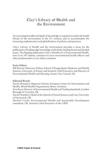 Environmental Health Procedures Clays Library Of Health And The Environment Revised William Bassett