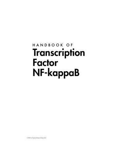 Handbook Of Transcription Factor Nfkappab 1st Edition Sankar Ghosh