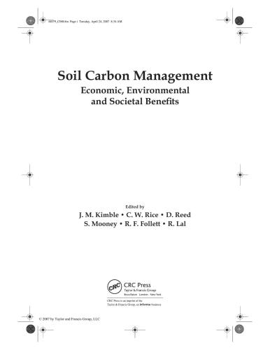 Soil Carbon Management Economic Environmental And Societal Benefits J M Kimble
