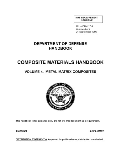 Military Handbook Milhdbk174a Composite Materials Handbook Volume 4 Metal Matrix Composites