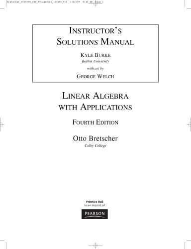 Instructors Solutions Manual For Linear Algebra With Applications 4th Otto Bretscher