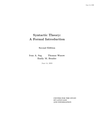Syntax A Formal Introduction 2ed Book Draft Sag Ia Wasow T