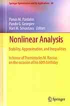Nonlinear Analysis Stability Approximation And Inequalities 1st Edition Shoshana Abramovich Auth