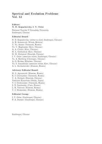 Spectral And Evolution Problems Proceedings 12th Crimean Autumn Mathematical Schoolsymposium Kromshxii V 12 Kopachevsky Nd