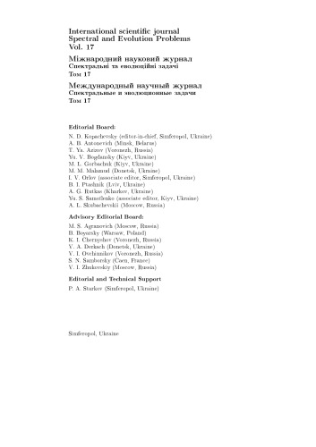 Spectral And Evolution Problems Proceedings 17th Crimean Autumn Mathematical Schoolsymposium Kromsh2006 V 17 Kopachevsky Nd